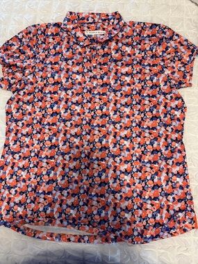 Pebble Beach Coral, Navy & White Floral Polo Shirt